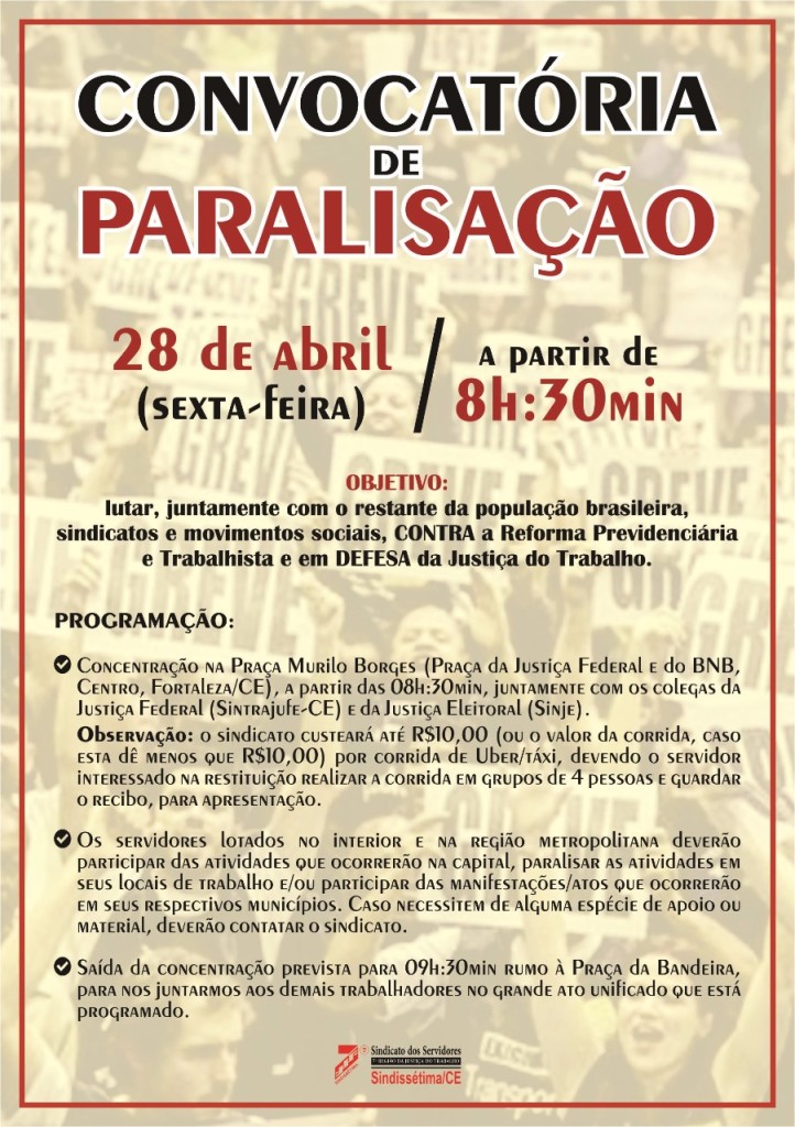 Panfleto - Convocatória Paralisação - 28-04